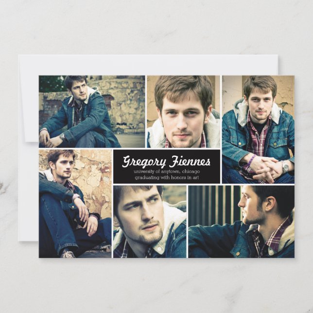 Modern 6 Photo Graduation Announcement (Front)