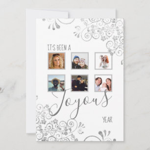 Modern  6 Photo White Year in Review Christmas Holiday Card