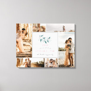 Modern 6 photos wedding keepsake mistletoe frame canvas print