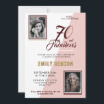 Modern 70 and Fabulous 2 Photo 70th Birthday Invitation<br><div class="desc">Modern 70 and Fabulous 2 Photo 70th Birthday Party Invitation. Modern and elegant pale pink birthday invitation for her. Add your photos - you can use an old and a new photo. You can change all the text.</div>