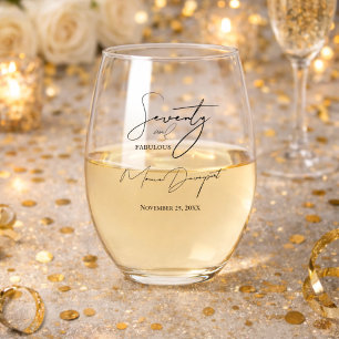 Modern 70 and Fabulous 70th Birthday Party  Stemless Wine Glass