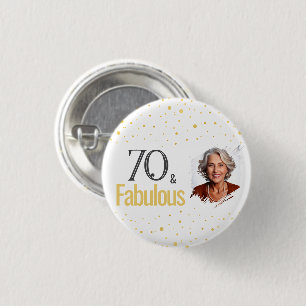Modern 70 and Fabulous Birthday Photo 3 Cm Round Badge