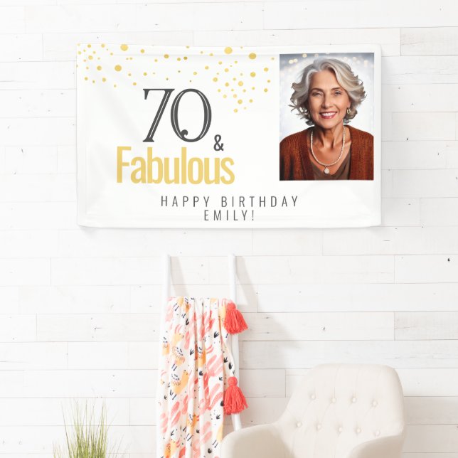 Modern 70 and Fabulous Birthday Photo Banner (Insitu)