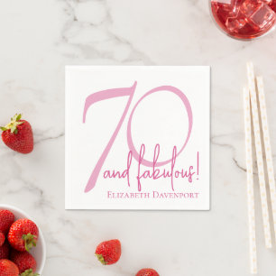 Modern 70 and Fabulous Bold 70th Birthday Party Napkin