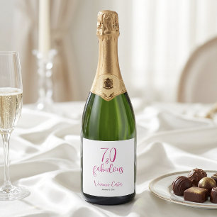 Modern 70 and Fabulous Name Date 70th Birthday Sparkling Wine Label