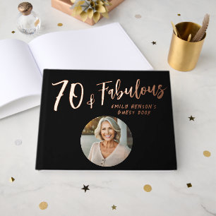 Modern 70 and Fabulous Photo 70th Birthday Party Guest Book