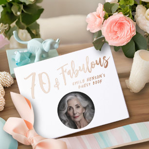 Modern 70 and Fabulous Photo 70th Birthday Party Guest Book