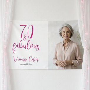 Modern 70 and Fabulous Pink 70th Birthday Party Banner