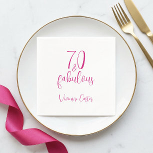 Modern 70 and Fabulous Pink 70th Birthday Party Napkin
