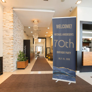 Modern 70h Birthday Welcome Sign Retractable