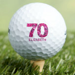 Modern 70th birthday golf balls pink initials<br><div class="desc">Modern 70th birthday golf balls pink initials. 
A perfect gift idea for a seventieth birthday golf party,  make a passionate golfer smile. You can personalise it with the birthday girl's name. 
Make someone smile! Enjoy!</div>