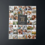 Modern 70th birthday multi photo script  tapestry<br><div class="desc">Modern minimal multi photo script 70th birthday tapestry. Ideal gift available for mums,  dads,  grand,  grandad of any family member. Stunning elegant script text. Black,  white and gold design.</div>
