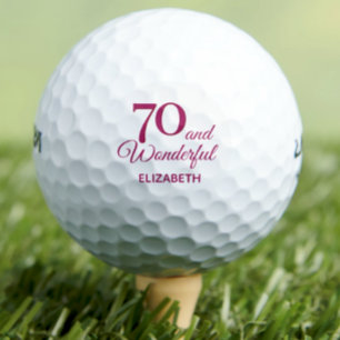 Modern 70th birthday party simple pink golf balls