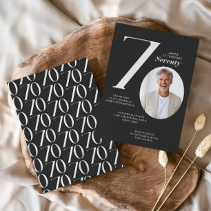 Modern 70th Birthday Photo Minimal Milestone Invitation
