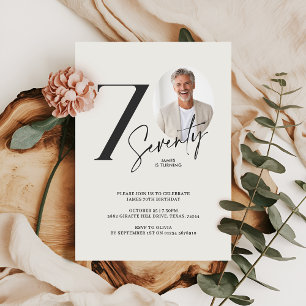 Modern 70th Birthday Photo Minimal Milestone Invitation