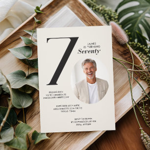 Modern 70th Birthday Photo Minimal Milestone Invitation