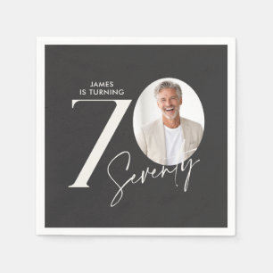 Modern 70th Birthday Photo Minimal Milestone Napkin