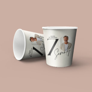 Modern 70th Birthday Photo Minimal Milestone Paper Cups