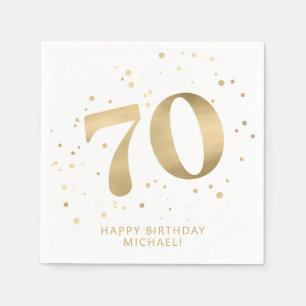 Modern 70th Seventy Birthday Gold Glitter Napkin