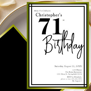 Modern 71st Birthday Invitation Elegant Black Gold