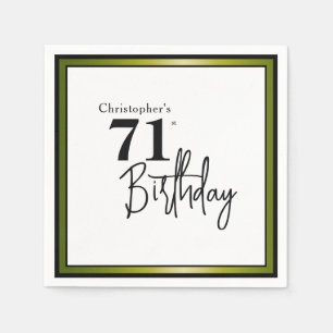 Modern 71st Birthday Napkins Elegant Black Gold