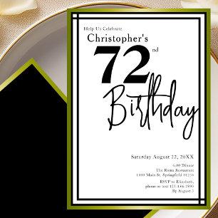 Modern 72nd Birthday Invitation Elegant Black Gold