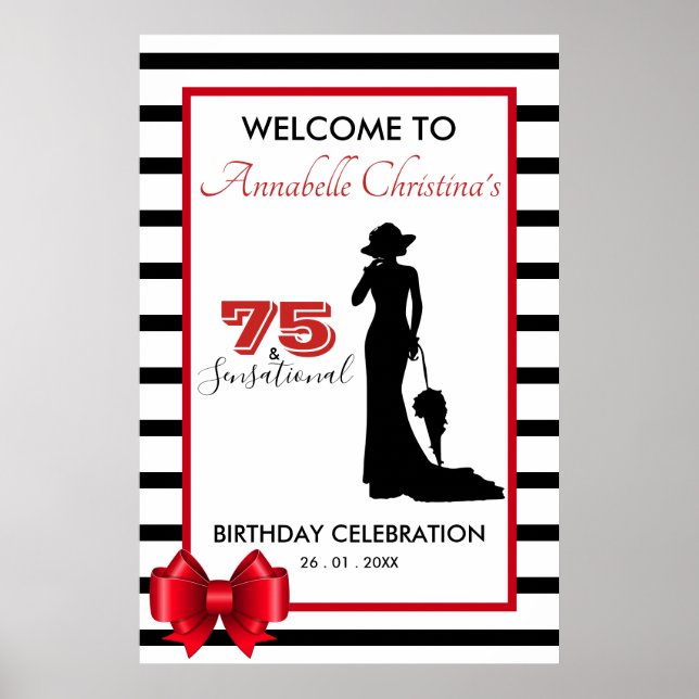 Modern 75 & SENSATIONAL Event Party Welcome Sign (Front)