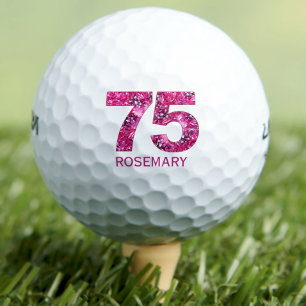 Modern 75th birthday golf balls 75 pink initials