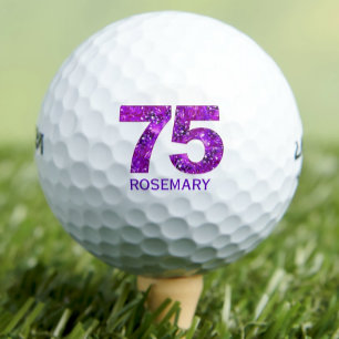 Modern 75th birthday golf balls 75 purple initials
