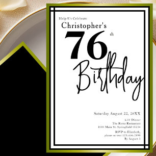 Modern 76th Birthday Invitation Elegant Black Gold