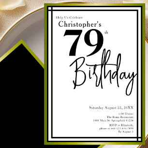 Modern 79th Birthday Invitation Elegant Black Gold
