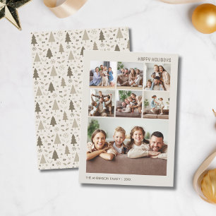 Modern 7 Family Photo Collage Christmas Holiday Card