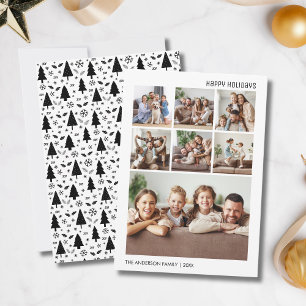 Modern 7 Family Photo Collage Christmas Holiday Card