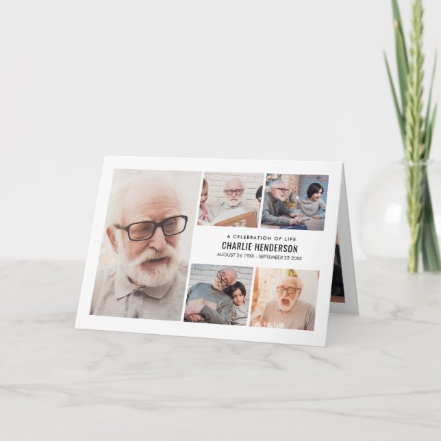 Modern 7-Photo Funeral Program With Bio & Poem Programme (Front)