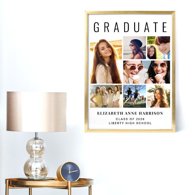 Modern 7 Photo Graduation Party Welcome Poster (Creator Uploaded)