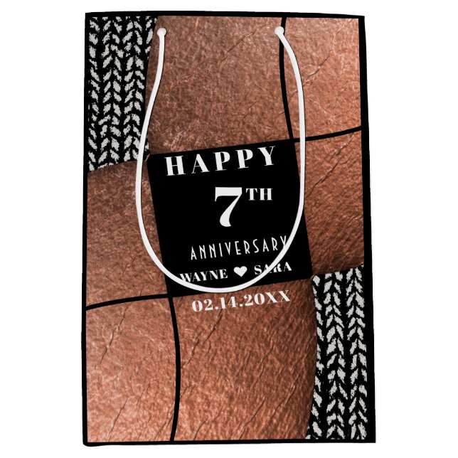 Modern 7th Copper Wool Anniversary Medium Gift Bag (Front)