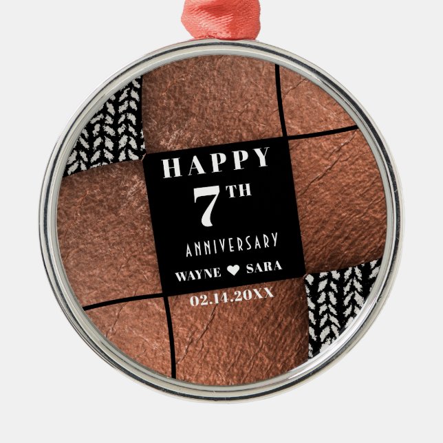 Modern 7th Copper Wool Anniversary Metal Tree Decoration (Front)
