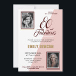 Modern 80 and Fabulous 2 Photo 80th Birthday Invitation<br><div class="desc">Modern 80 and Fabulous 2 Photo 80th Birthday Party Invitation. Modern and elegant pale pink birthday invitation for her. Add your photos - you can use an old and a new photo. You can change all the text.</div>