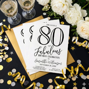 Modern 80 and Fabulous Bold Eightieth Birthday  Invitation