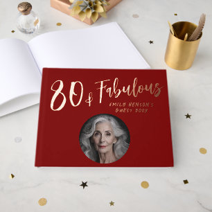 Modern 80 and Fabulous Photo 80th Birthday Party Guest Book