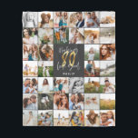 Modern 80th birthday multi photo script gift fleece blanket<br><div class="desc">Modern minimal multi photo script 80th birthday fleece blanket gift. Ideal gift available for mums,  dads,  grand,  grandad of any family member. Stunning elegant script text. Black,  white and gold design.</div>