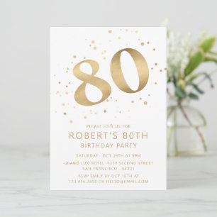 Modern 80th Eighty Birthday Photo Gold Glitter Invitation