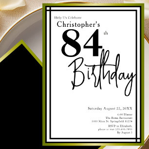 Modern 84th Birthday Invitation Elegant Black Gold