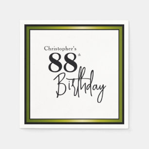 Modern 88th Birthday Napkins Elegant Black Gold
