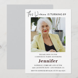 Modern 89th birthday invitations for her Photo