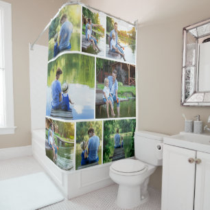 Modern 8 Family Photo Collage Shower Curtain