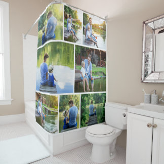 Modern 8 Family Photo Collage Shower Curtain