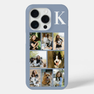 Modern 8 Pet Photo Dusty Blue iPhone 15 Pro Case