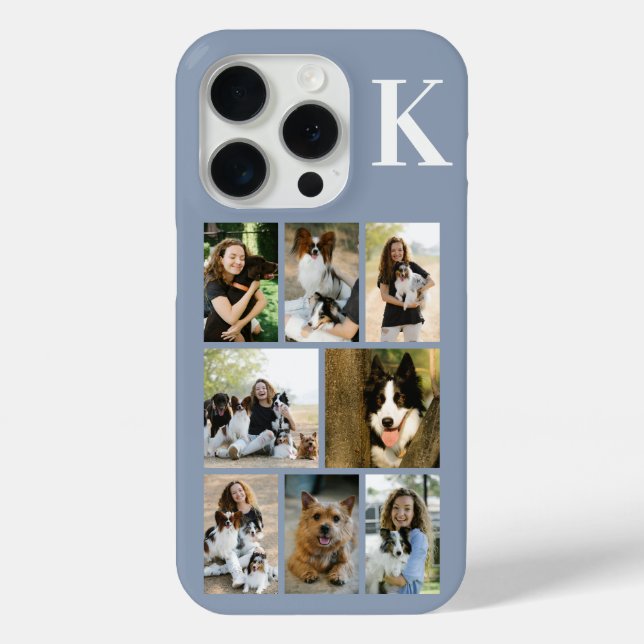 Modern 8 Pet Photo Dusty Blue Case-Mate iPhone Case (Back)