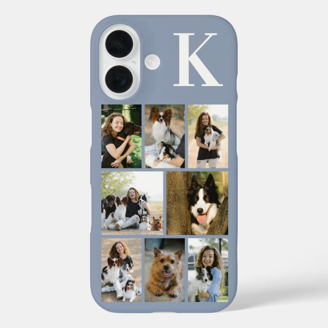 Modern 8 Pet Photo Dusty Blue Case-Mate iPhone Case (Back)